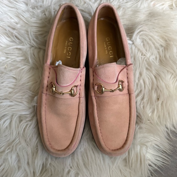 Gucci mocassino pelle mors pink suede horesbit loafers - Picture 2 of 8